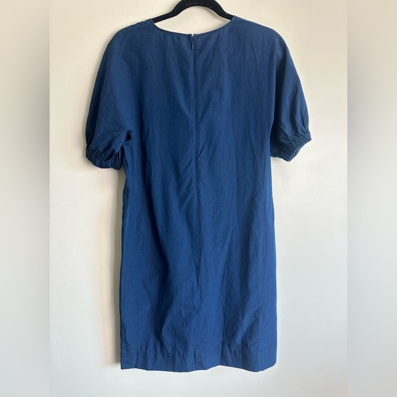 COS Gathered Kimono Sleeve Blue Cotton Dress Size 2 - Picture 4 of 6